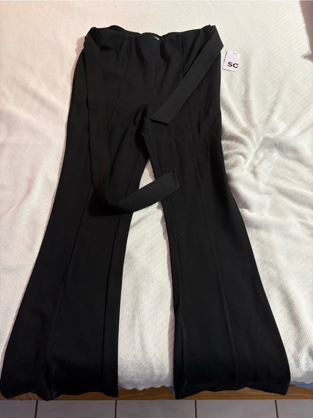 NWT SO Black Wide Leg Tie Waist Pants XL Pull-On Trousers